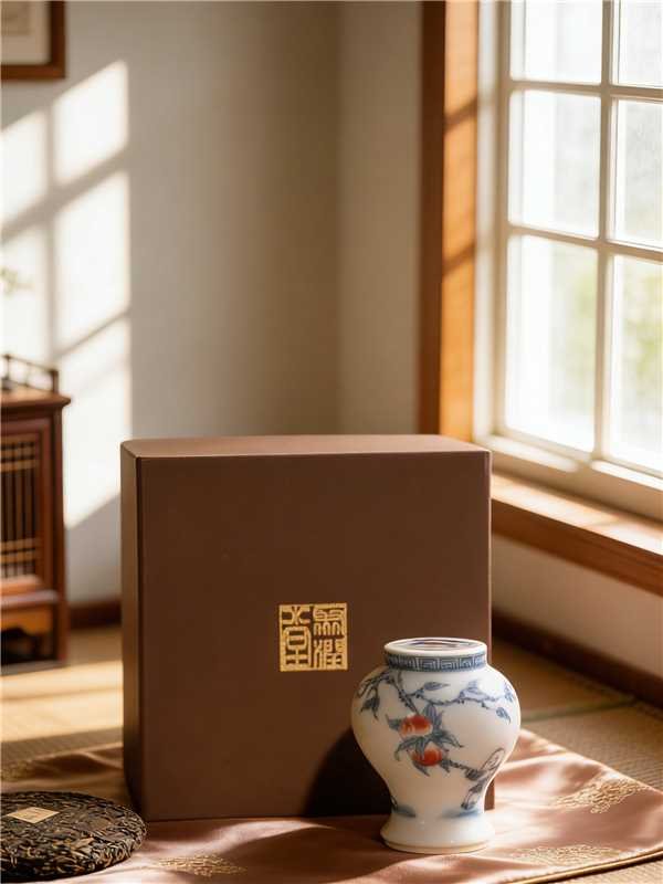 Blue and White with Underglaze Red Lid Rest